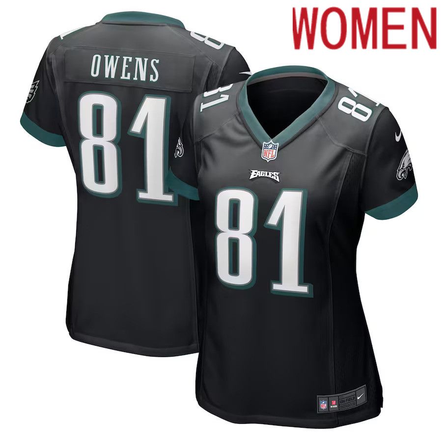 Women Philadelphia Eagles #81 Terrell Owens Nike Black Retired Player NFL Jersey->women nfl jersey->Women Jersey